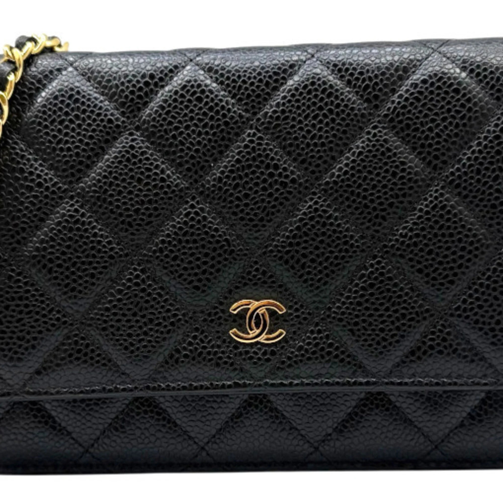 CHANEL Matelassé Timeless Classic Chain Wallet, Long Caviar Skin, Black, AP02...